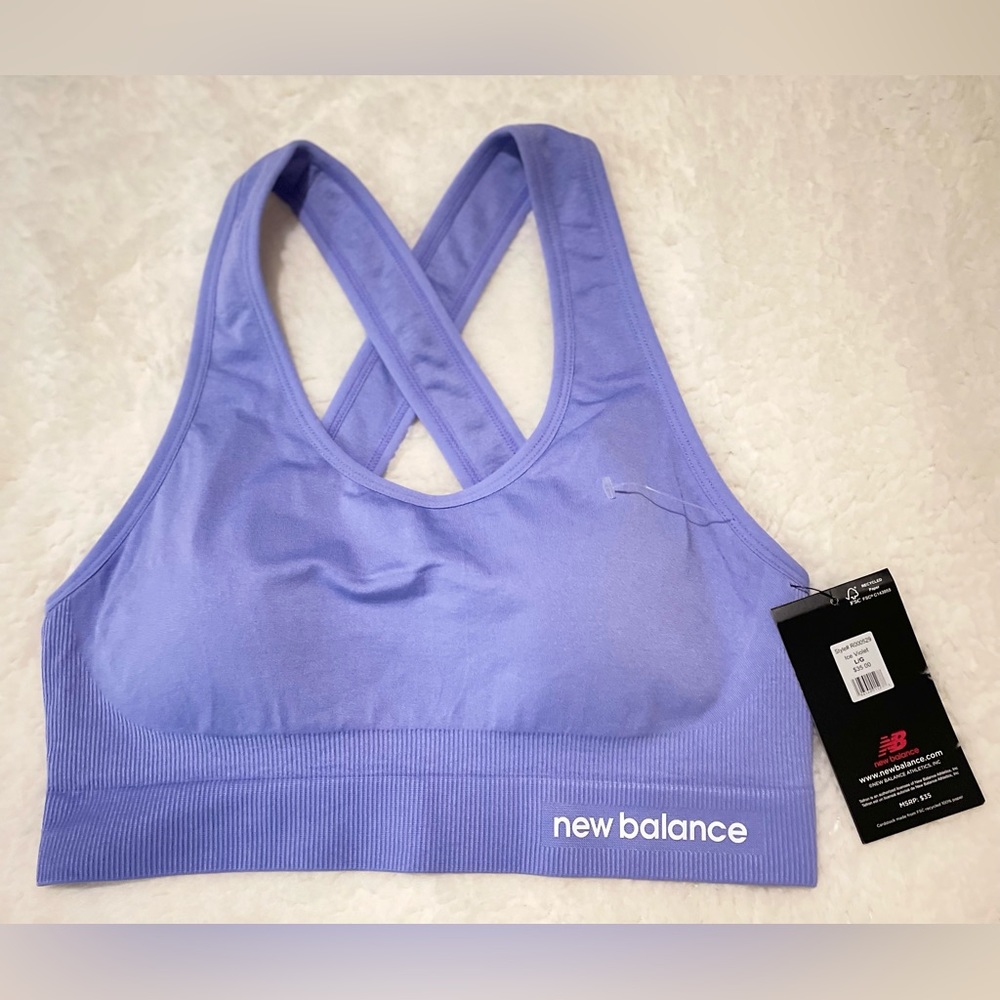 NWT New Balance “L” Ice Violet Women's Sports Bras Running Yoga Bra Fitness.